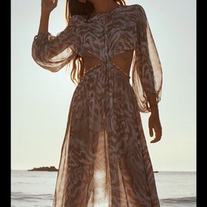 Zara cutout print maxi dress